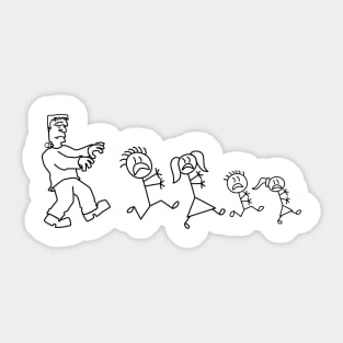 Frankenstein chases stick family Sticker